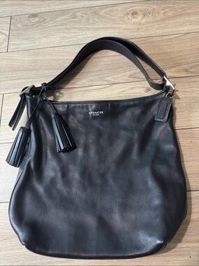 Coach Black Leather legacy Shoulder/ crossbody  Bag with Tassels